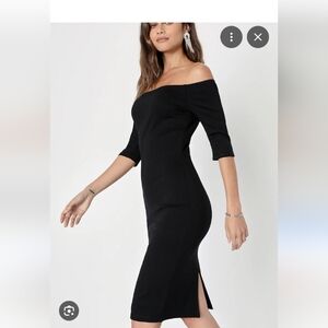 Lulu's Elegant Black Knit Midi Dress Size S